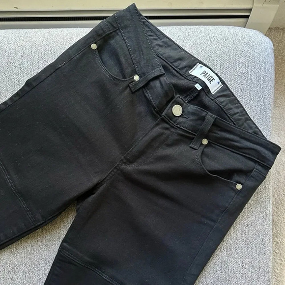 PAIGE Black Moto Style Skinny Jeans High Waist Size 27 - Picture 3 of 7